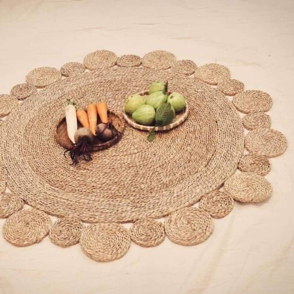 Seagrass round rug Wholesale Supplier from Vietnam Eco-friendly Natural Home Decor Wicker carpet Wholesale Seagrass handwoven mat made in Vietnam