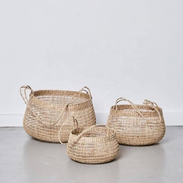 Vietnam Seagrass Storage Basket Long Handles Wholesale Supplier