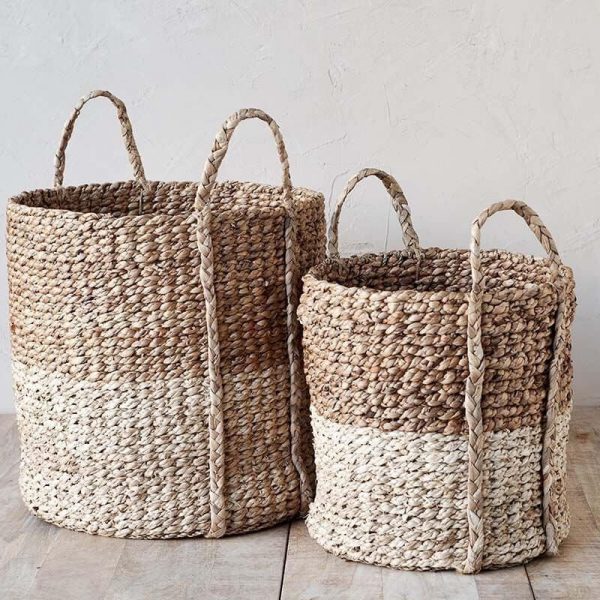 water hyacinth cornhusk baskets with handles