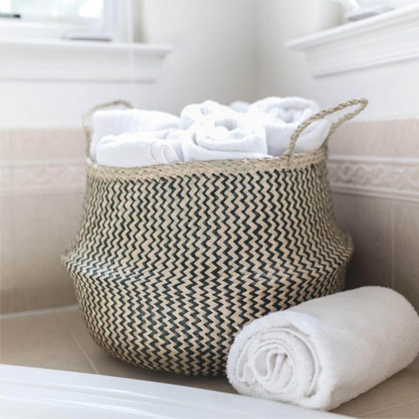Foldable Black Zigzag Belly Basket with Handles