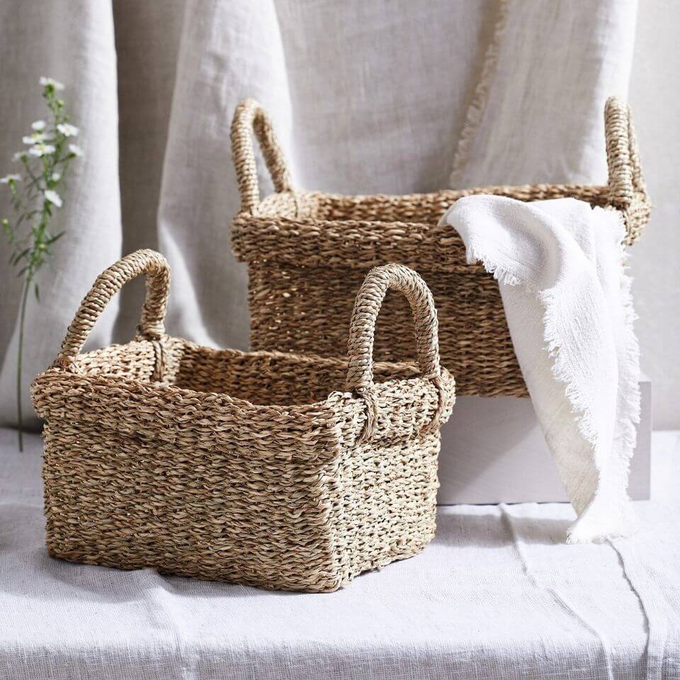Rectangular Seagrass Baskets - Set Of 2