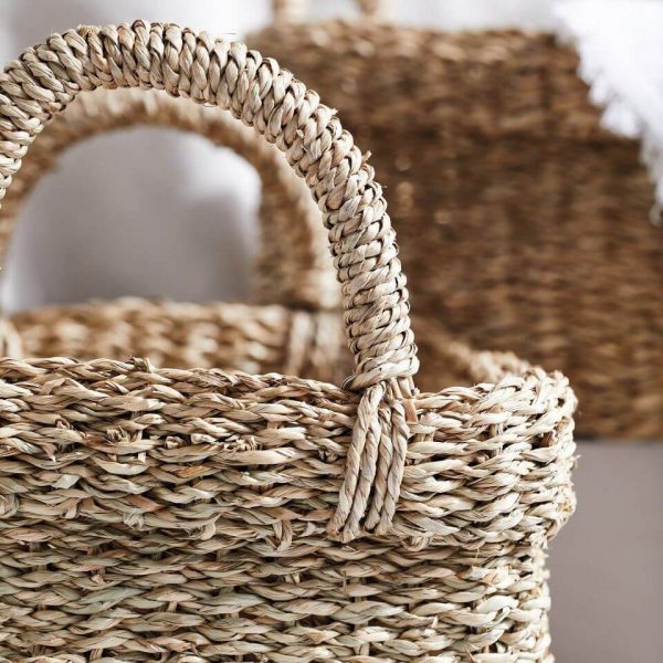 Handcrafted Rectangular Seagrass Baskets - Set Of 2
