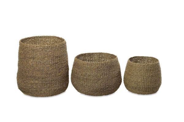woven natural seagrass baskets set of 3