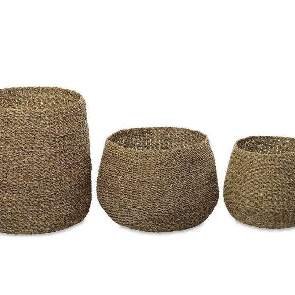 woven natural seagrass baskets set of 3