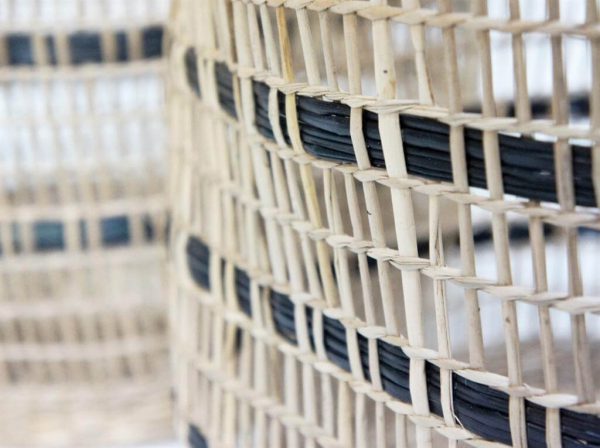 round black stripe seagrass baskets wholesale made in Vietnam handicrafts exporter