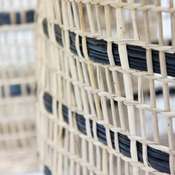 round black stripe seagrass baskets wholesale made in Vietnam handicrafts exporter