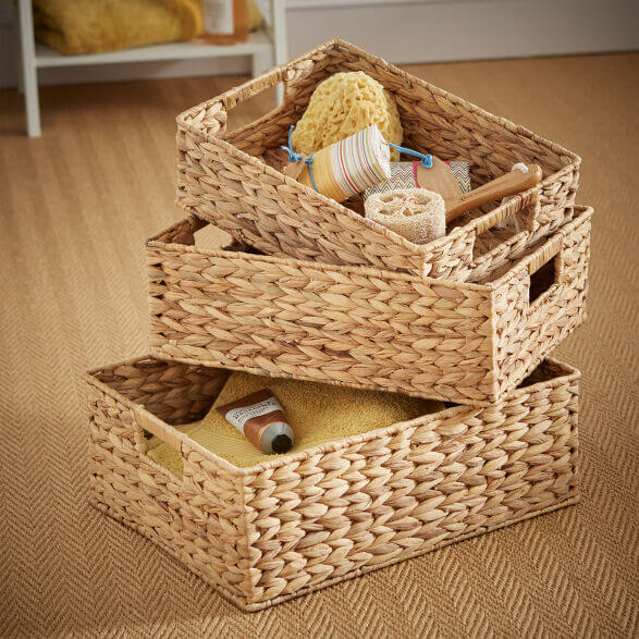 woven water hyacinth baskets storage toes