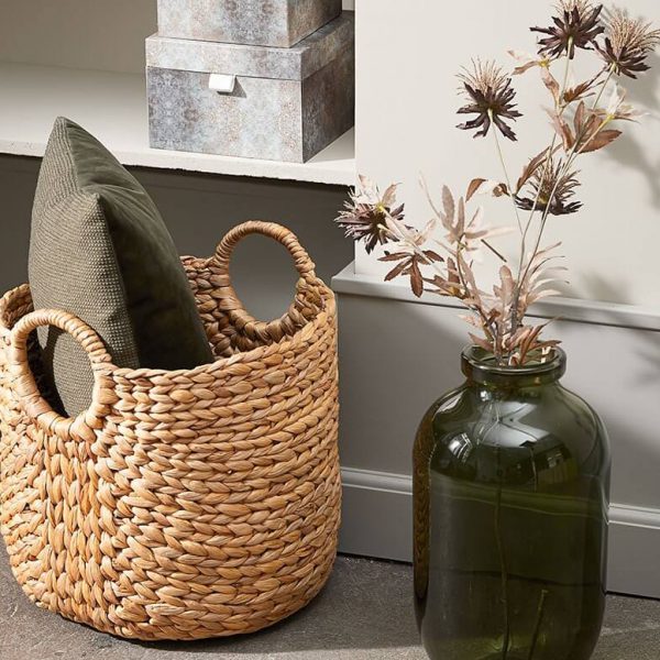 water hyacinth laundry basket with handles