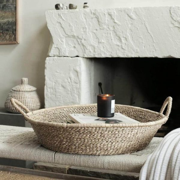 seagrass handwoven round tray