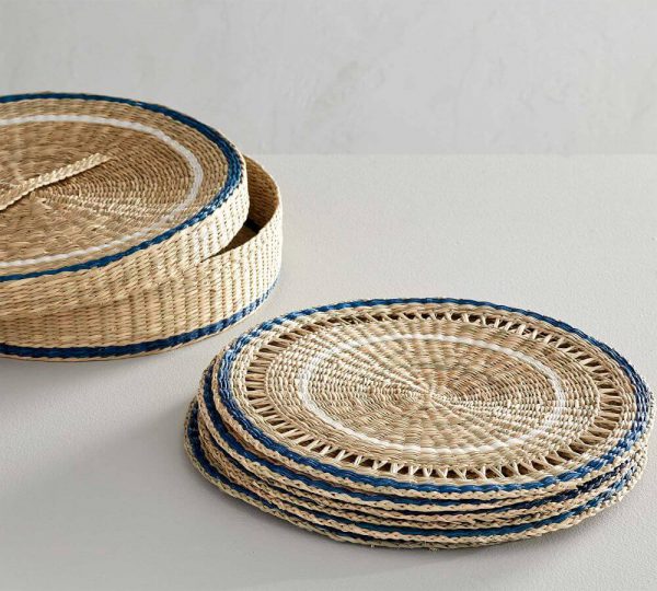 seagrass blue placemat and holder