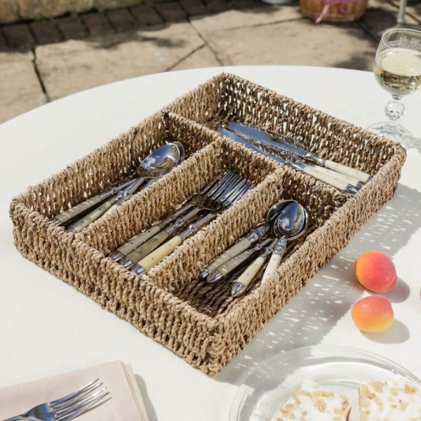 seagrass cutlery holder cutlery tray handwoven natural ecofriendly made in Vietnam