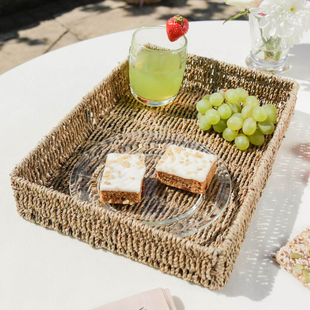 decorative woven natural seagrass rectangular serving tray