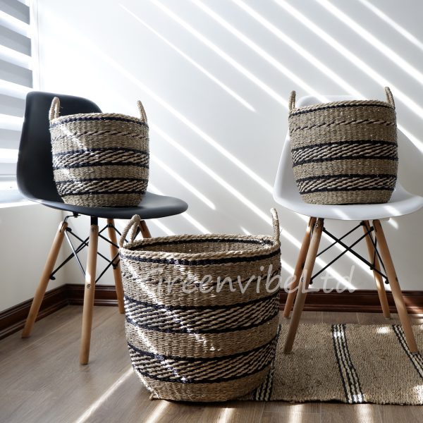 seagrass and palm leaf basket