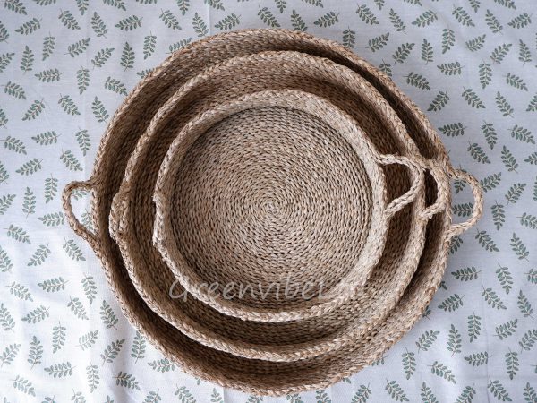 seagrass handcrafted trays with handles dining accessories