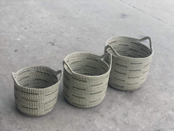 coiled seagrass baskets with handles