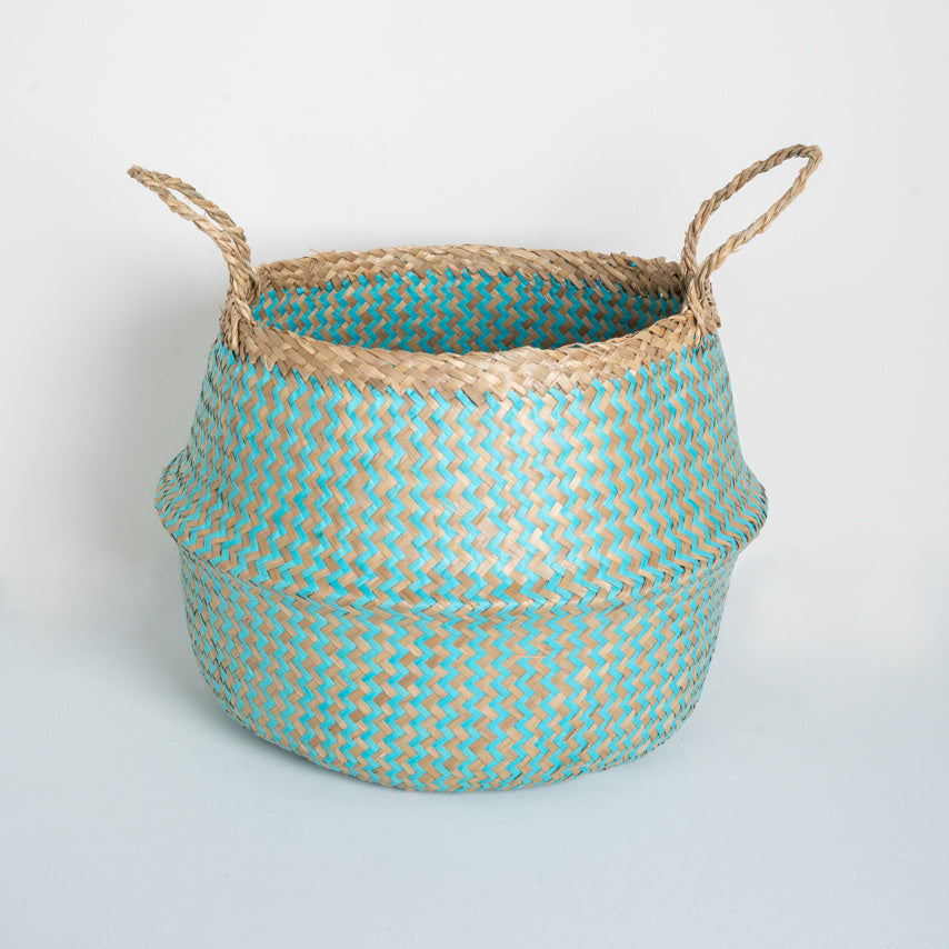 wholesale Seagrass Plant Pot Basket,Baskets With Handles,Seagrass Storage Basket green belly basket with handle
