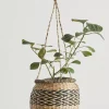 Wholesale seagrass hanging planter with zigzag pattern