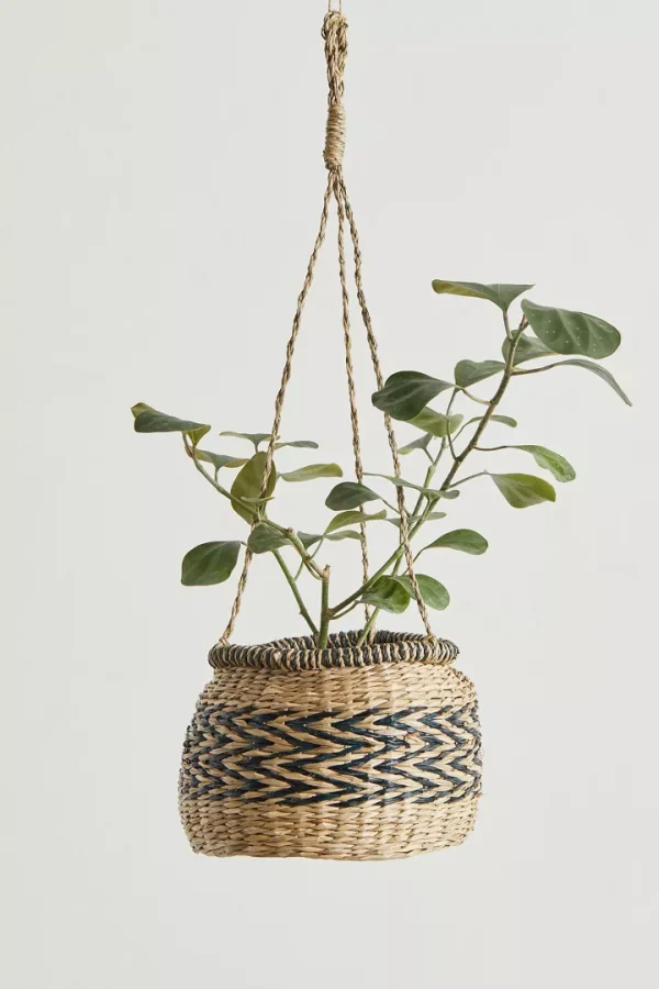 Wholesale seagrass hanging planter with zigzag pattern