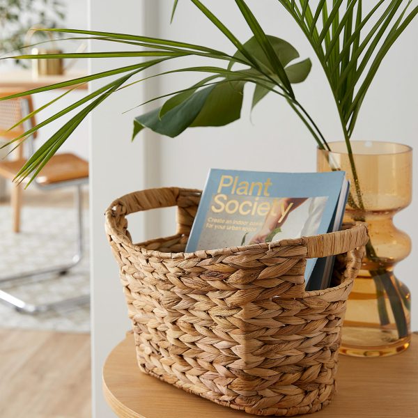 A bulk multi-purpose Hyacinth Boat Storage Basket that can hold whatever the homeowner desires. Natural fiber braided over a rigid frame.