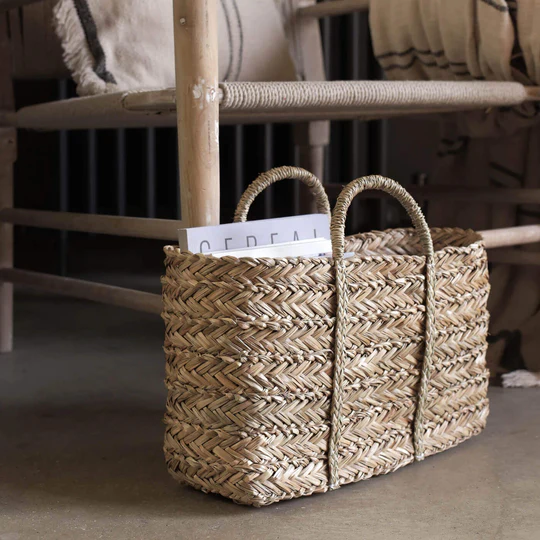 braided seagrass tote bag