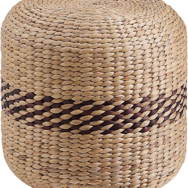 water hyacinth round cylindrical straw natural pouf