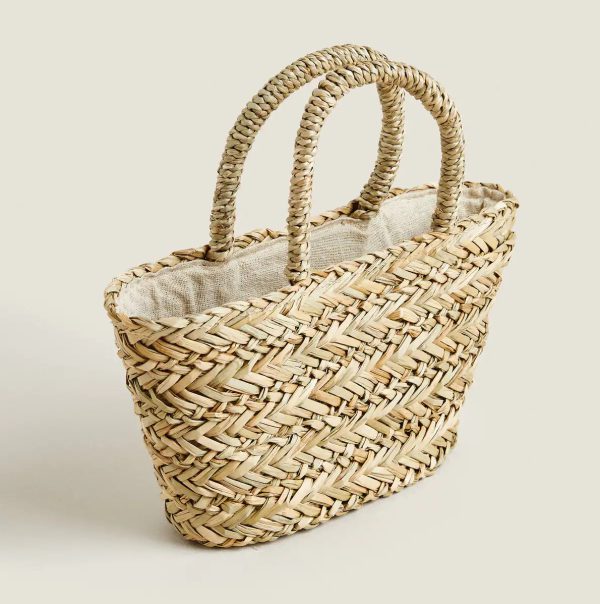 seagrass handbag basket with handles