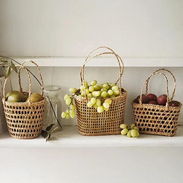 seagrass small fruit basket with handles