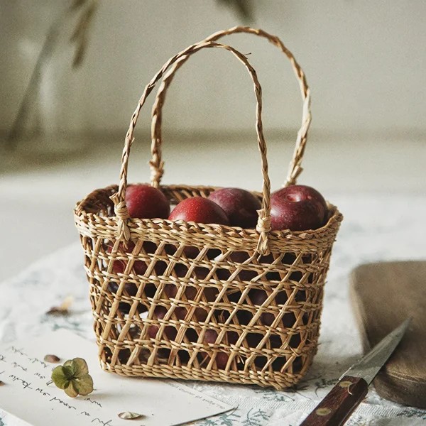 seagrass small fruit basket with handles