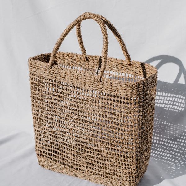 Seagrass Open Weave Square Tote bag