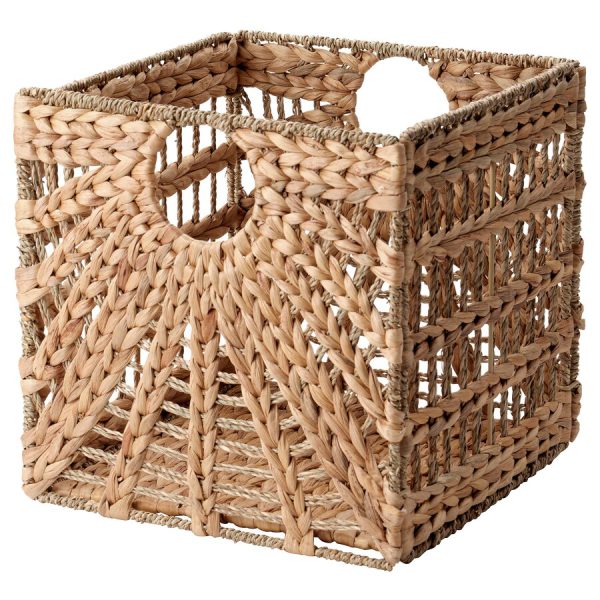 With its airy pattern and warm tone, this Handicraft Wicker Cube reveals what's inside. It's decorative and works well on a shelf unit.