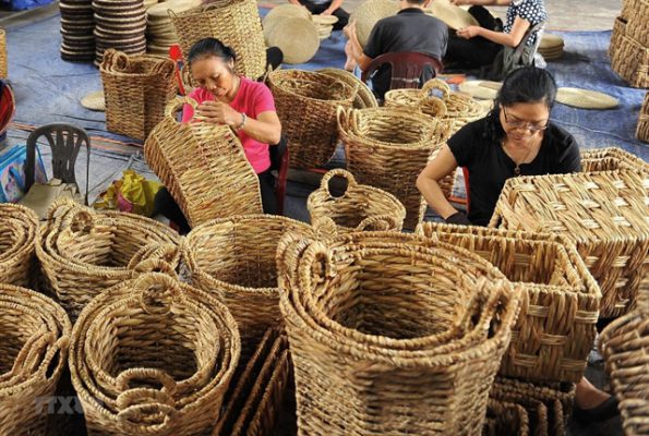 handcrafted water hyacinth basket