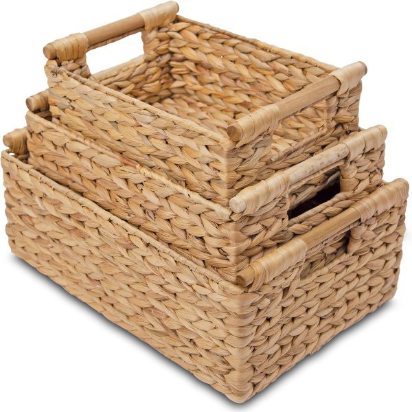 wholesale basket with handles wicker storage basket decorative woven basket