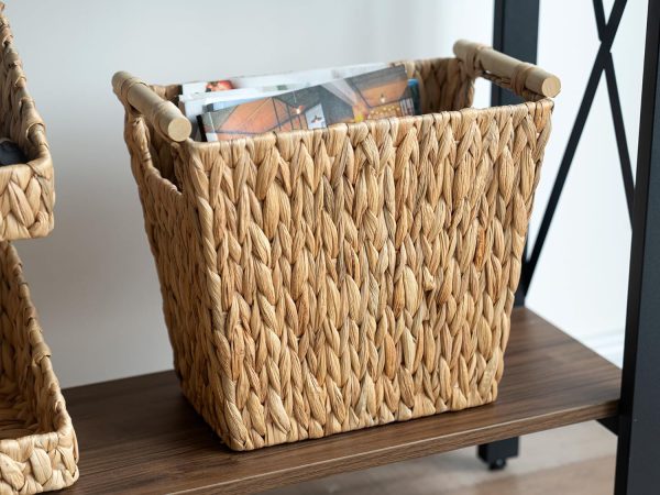 Hyacinth Baskets with wooden handles can be used for holding fruits, food, kitchen stuff, bathr