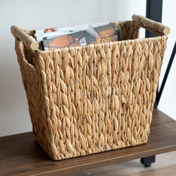 Hyacinth Baskets with wooden handles can be used for holding fruits, food, kitchen stuff, bathr
