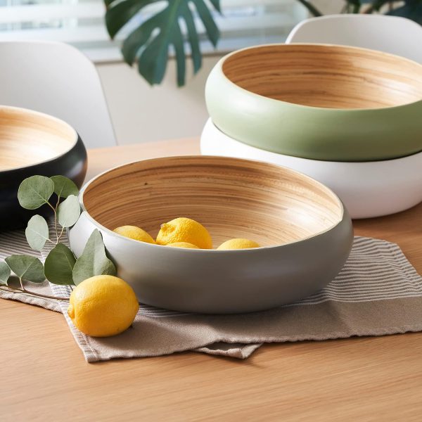 Fruit Bowl For Kitchen Counter, Decorative Bowl, Large Serving Bowl Or Fruit Basket For Kitchen Spun Bamboo